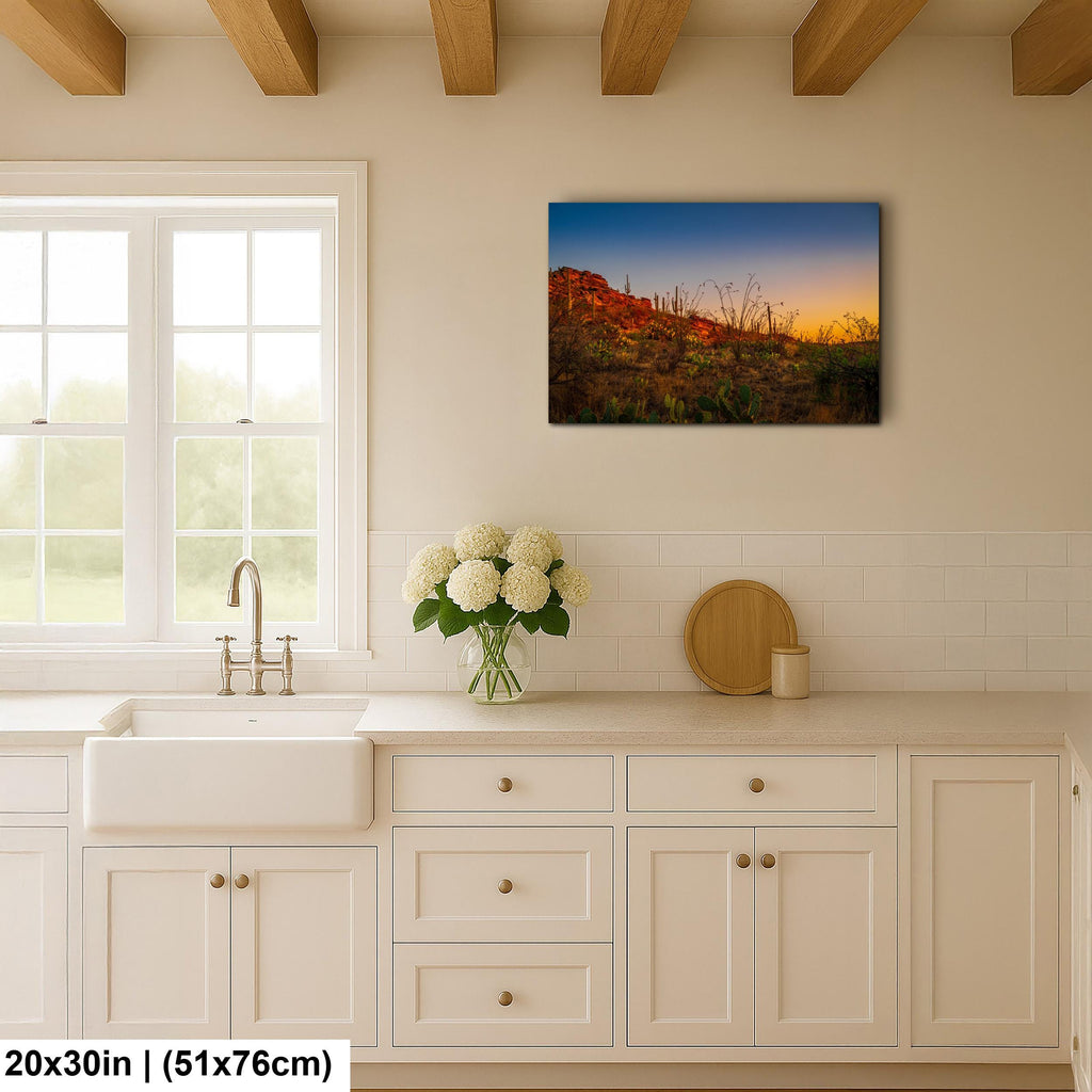 Sonoran Desert Sunset with Saguaros and Ocotillo - Saguaro National Park East Tucson Photography Print