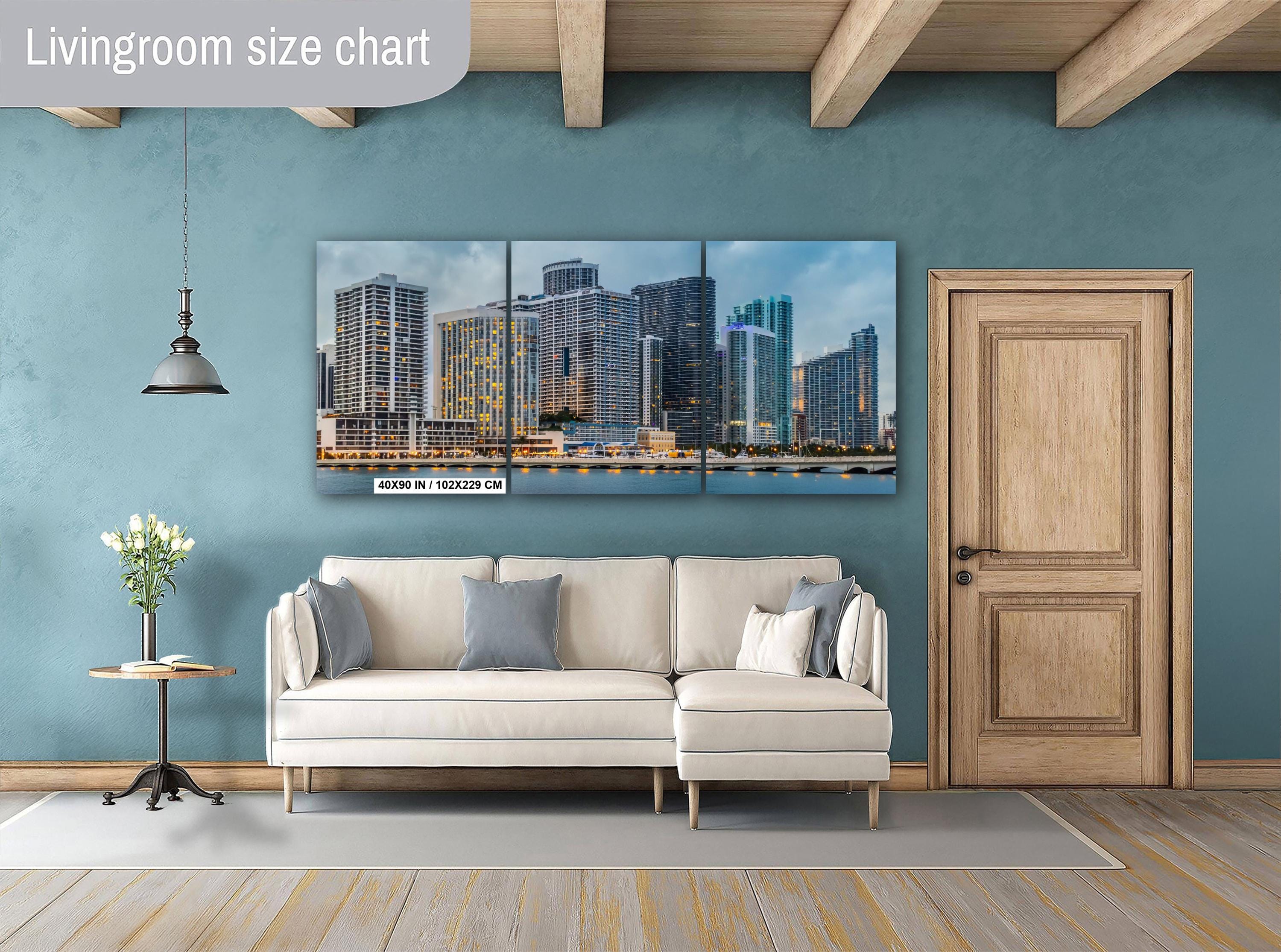 Miami Skyline Print - Biscayne Bay Art | Blue Hour Wall Art, Urban Coastal Canvas