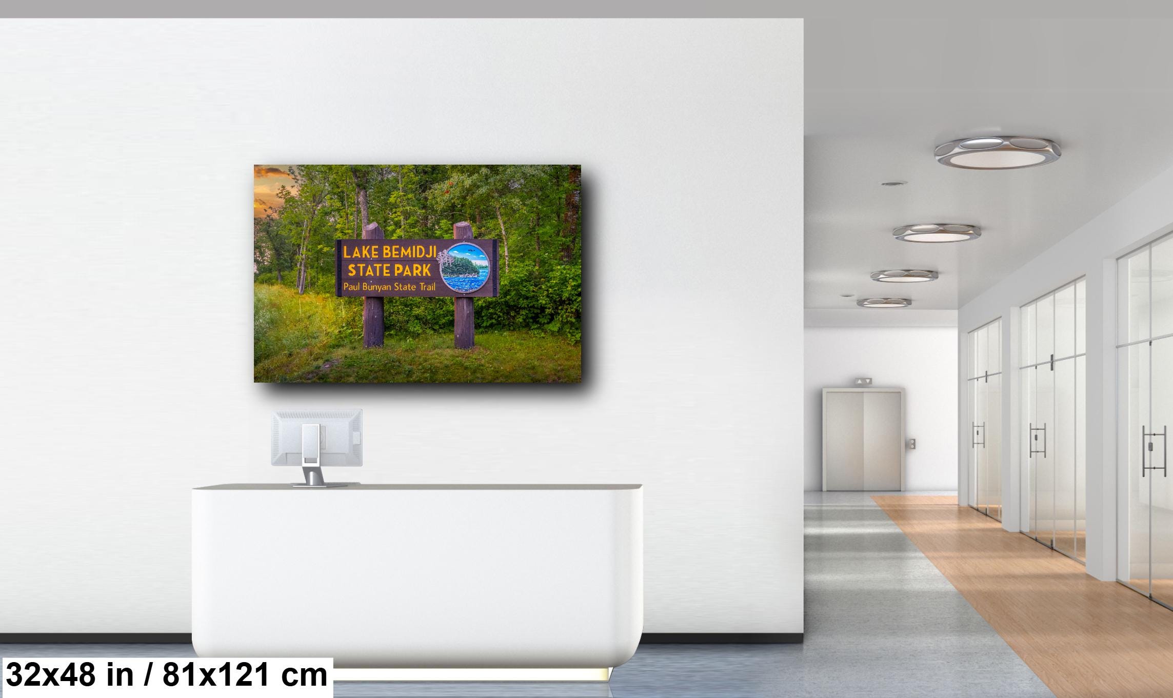 Lake Bemidji State Park Sign: Minnesota Forest Photography Wall Art