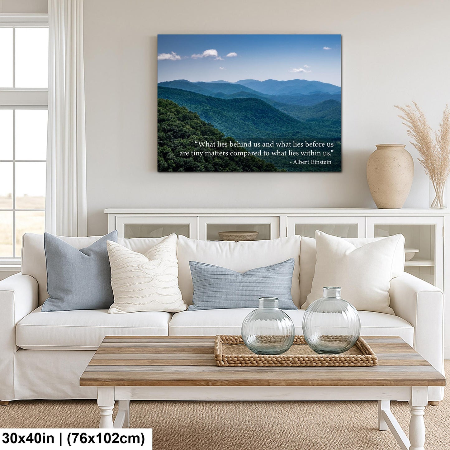 Ralph Waldo Emerson Motivational Wall Art for Inner Strength and Reflection, Mountain Landscape Photography Print for Home or Office Decor