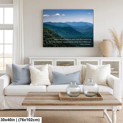 Ralph Waldo Emerson Motivational Wall Art for Inner Strength and Reflection, Mountain Landscape Photography Print for Home or Office Decor