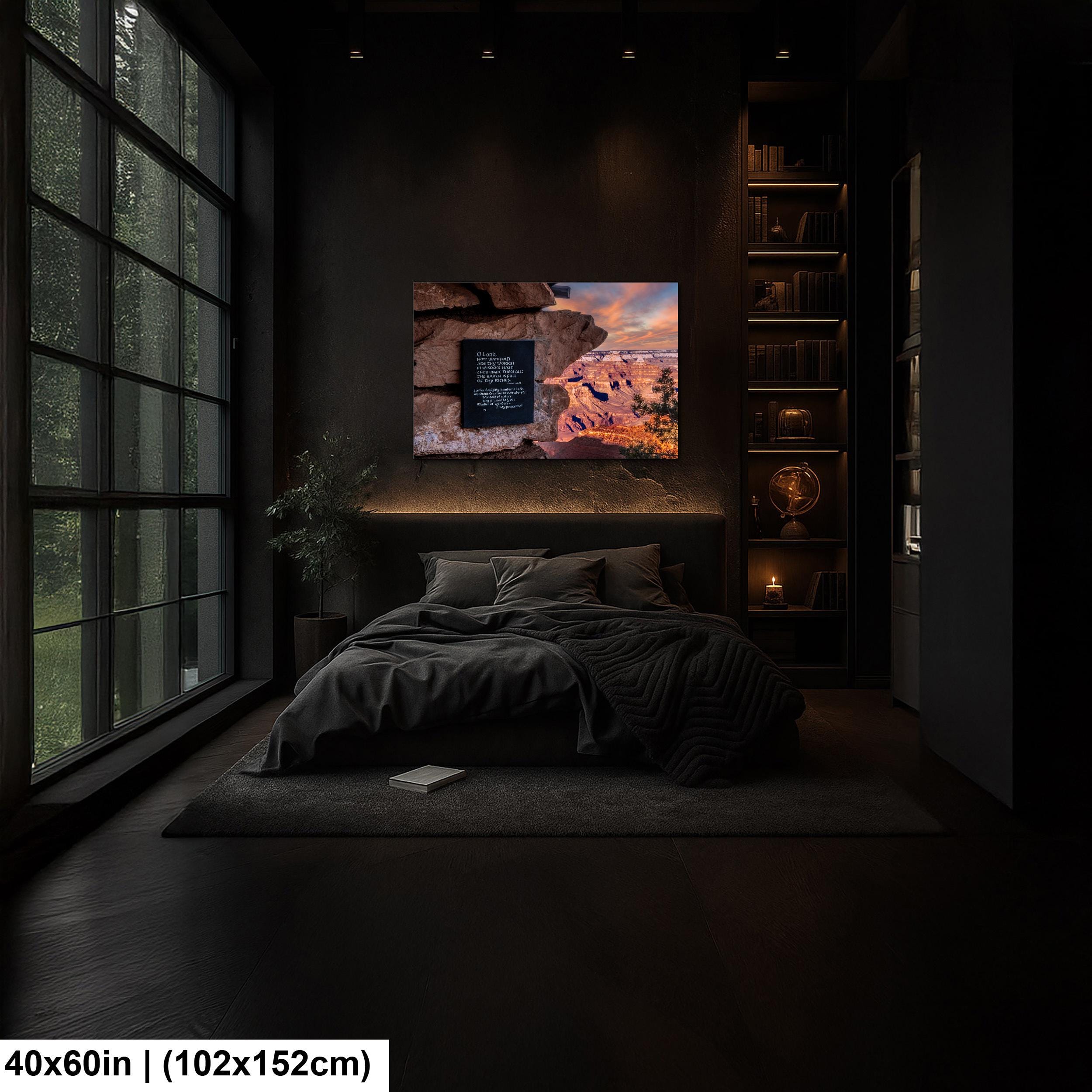 Grand Canyon Sunset Psalm 104:24 Scripture Plaque – Arizona Photography Wall Art