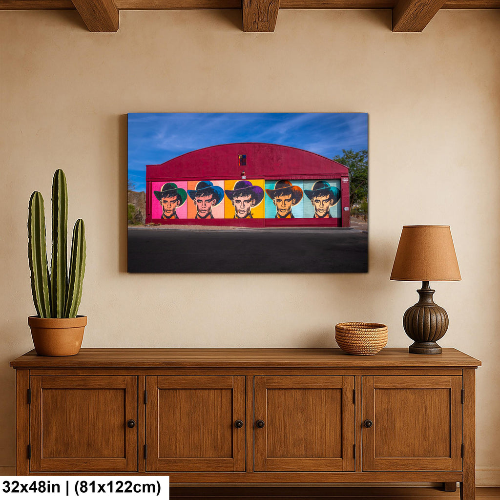 Tucson Mural - Colorful Cowboy Mural, Warhol Style, Photography Print Wall Art