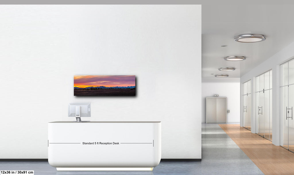 Quartzsite Arizona Sunset Panorama Photography Print, Sonoran Desert Mountain Wall Art