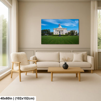 Alabama Capitol with Statue and Flags Photography Wall Art