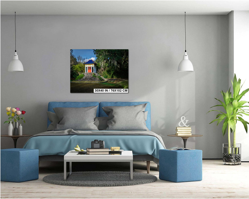 Avery Island Louisiana Buddha Shrine Pavilion Wall Art Photography Print, Jungle Gardens Pagoda, Southern Landscape Travel Gift Canvas