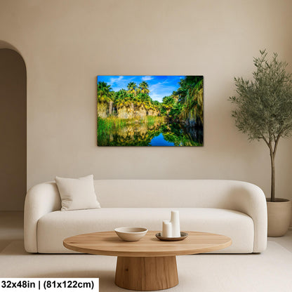 Palm Oasis Reflection Photography Print, Coachella Valley Preserve California, Desert Water Nature Wall Art