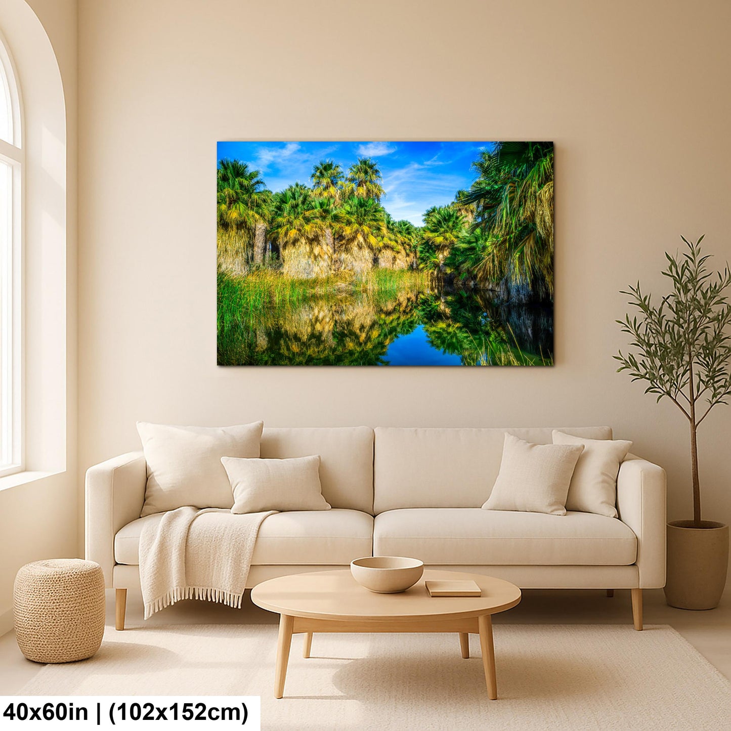 Palm Oasis Reflection Photography Print, Coachella Valley Preserve California, Desert Water Nature Wall Art