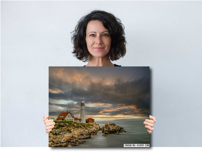 Portland Head Light Art - Cape Elizabeth Lighthouse Wall Art | Nautical Canvas Print