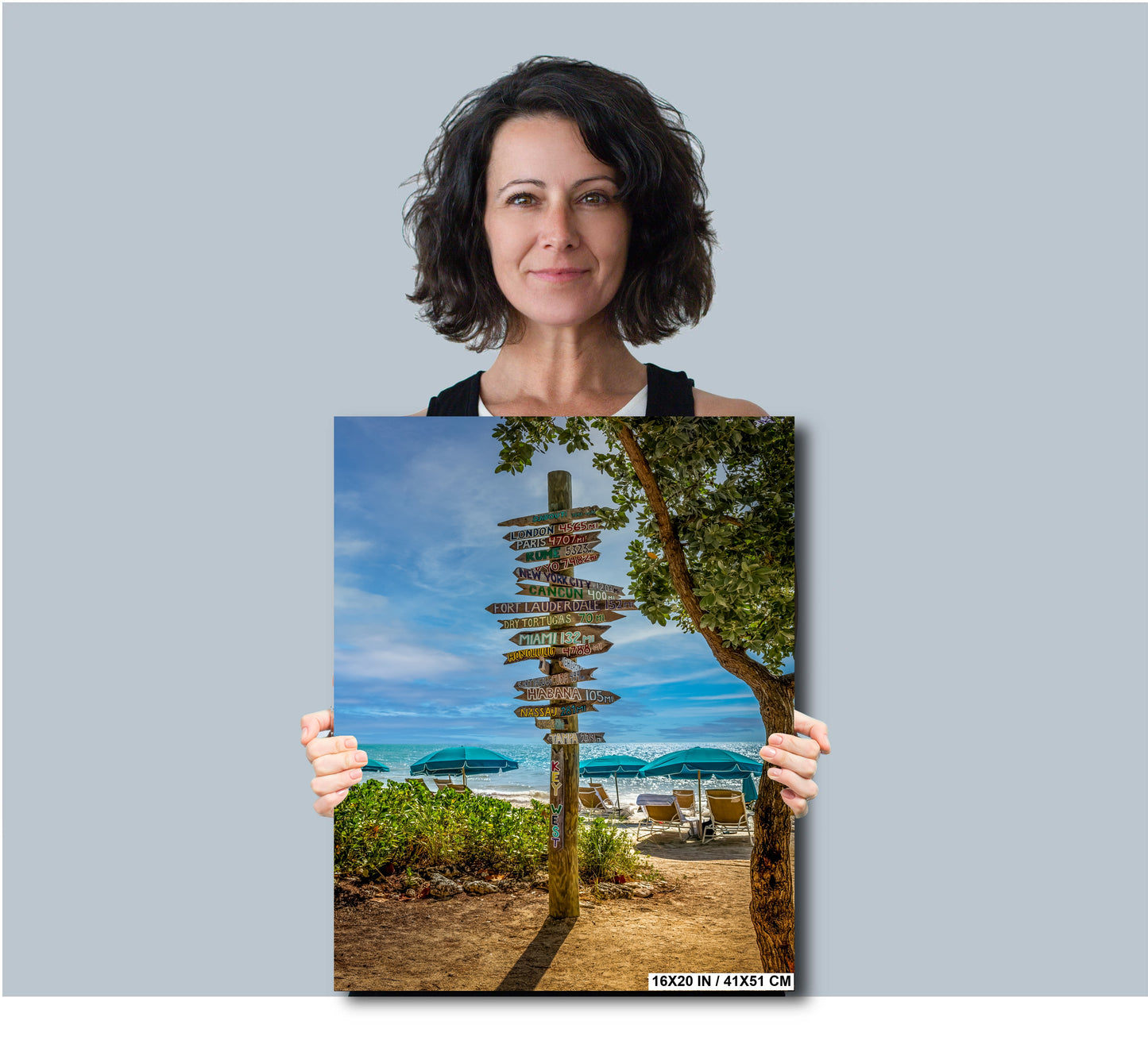 Key West World Directional Signpost: Fort Zachary Taylor State Park Beach Florida Print Wall Art Photography Aluminum/Acrylic/Metal/Canvas