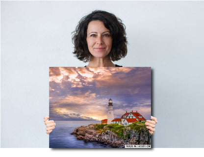 Cape Elizabeth Lighthouse Print – Nautical Wall Art | Stormy Sea Canvas