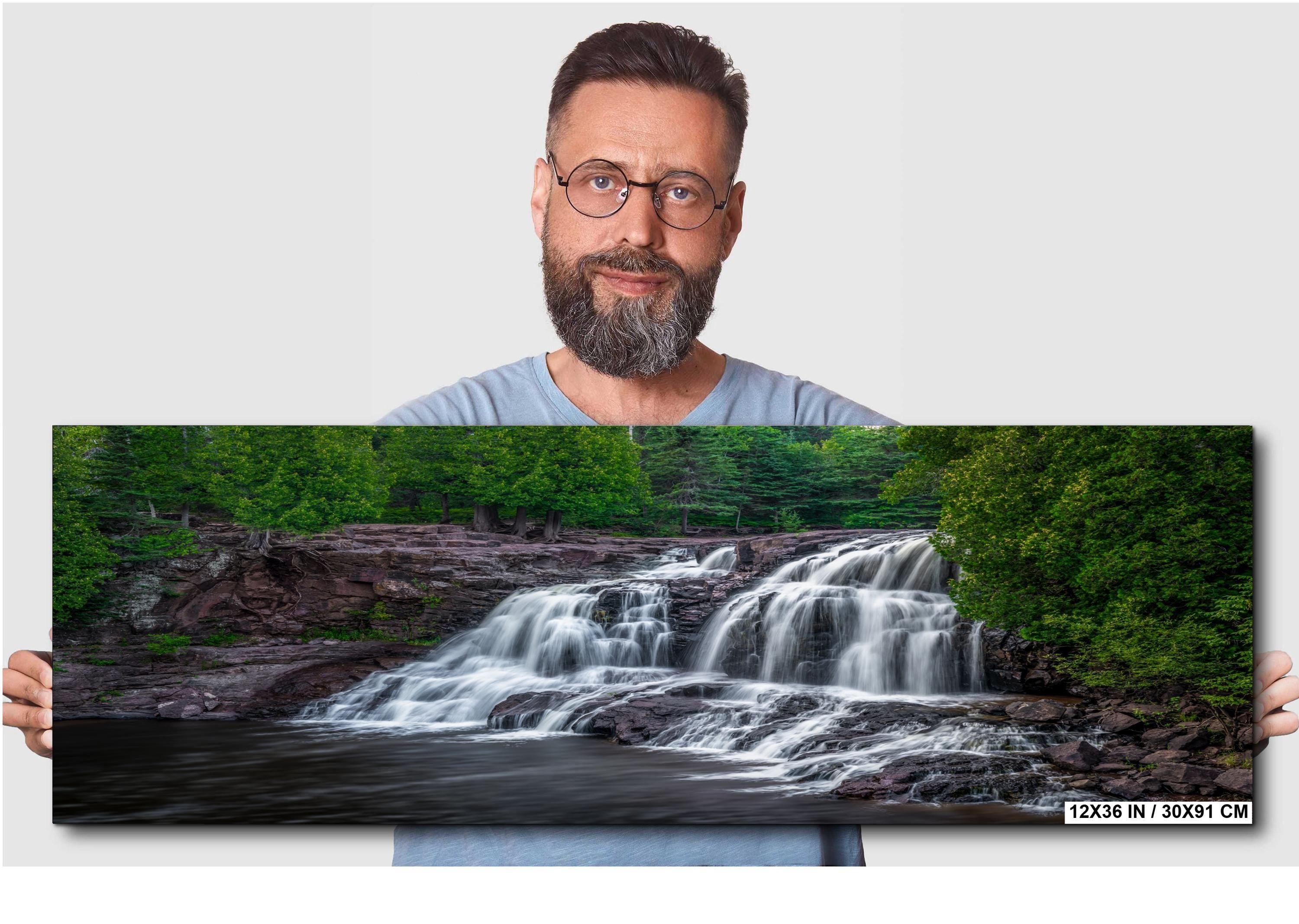 Gooseberry Falls Minnesota State Park Upper Falls Watercolor-Stylized Photography Print Wall Art, Nature Decor, Canvas Metal Acrylic