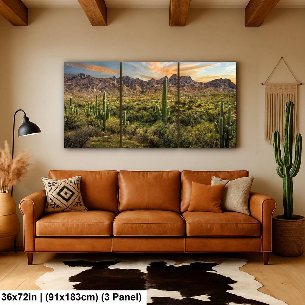 Santa Catalina Mountains with Saguaros Photography Print, Catalina State Park Tucson Arizona Desert Landscape Wall Art