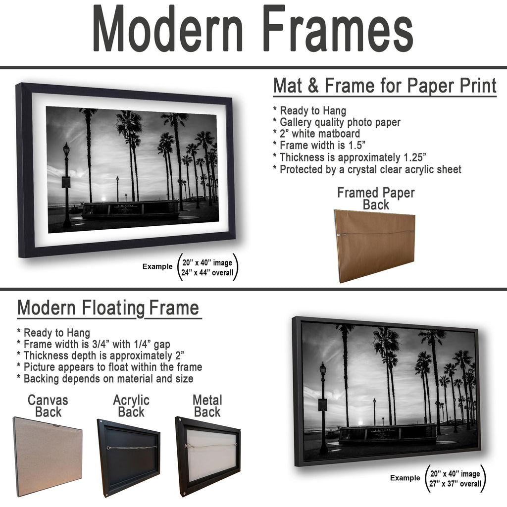 Palm Silhouettes: Pier Plaza Huntington Beach California Photo Wall Art