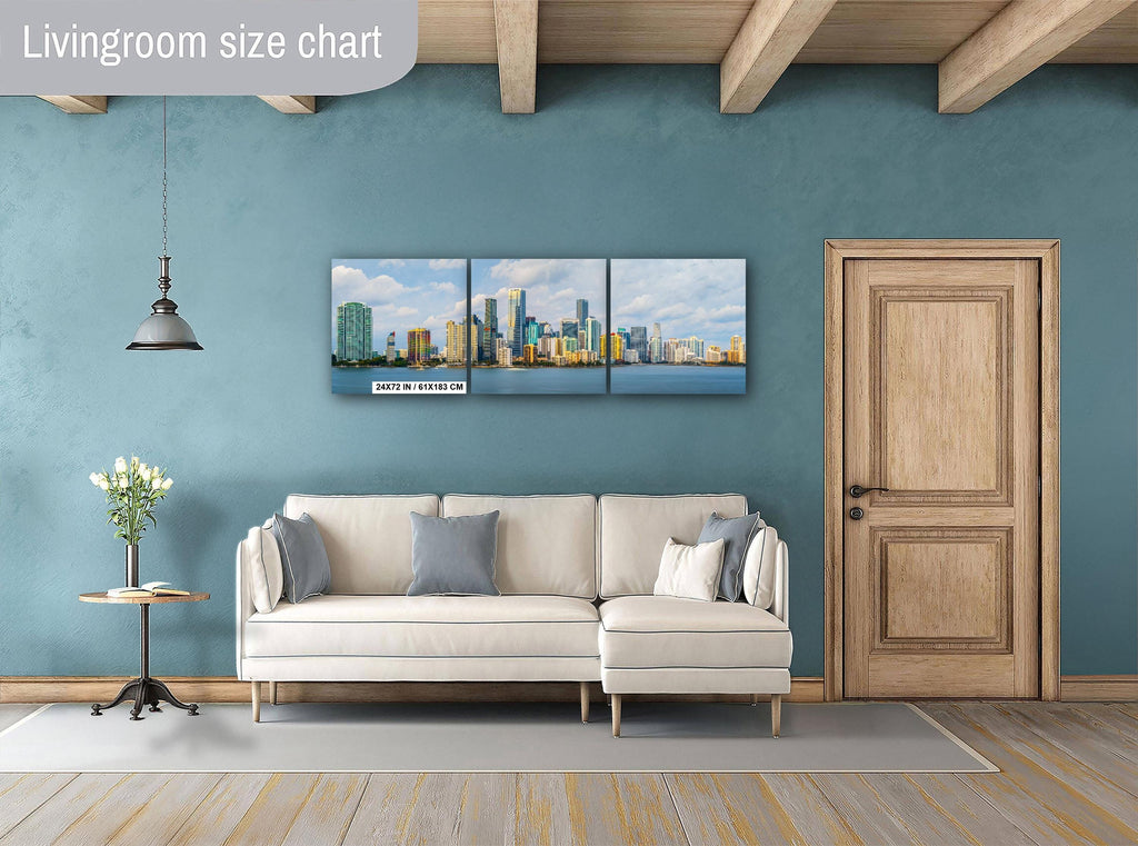 Miami Skyline Metal Print - Panoramic Wall Art With Biscayne Bay Coastal View
