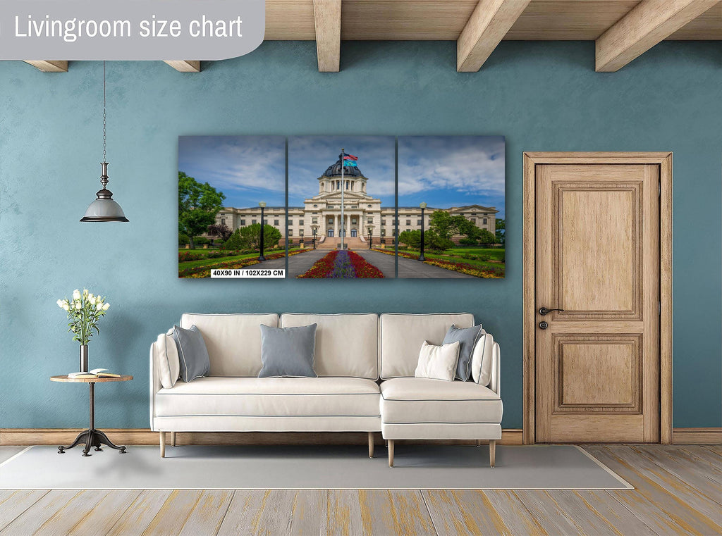 South Dakota Capitol Building Pierre SD, Flower Garden Flags Photography Wall Art