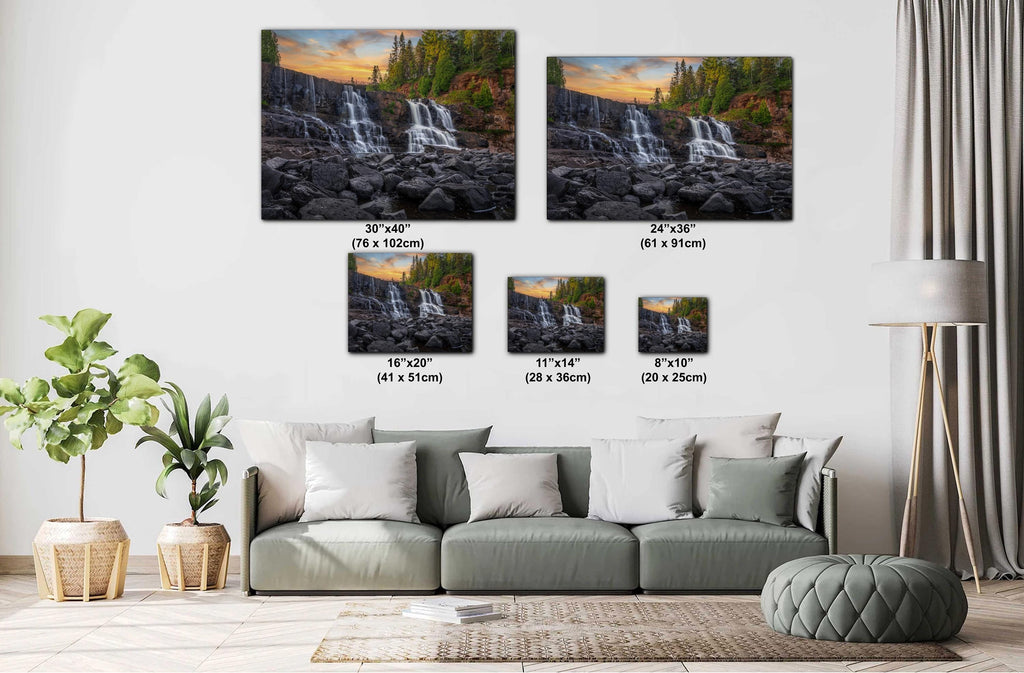Gooseberry Falls Watercolor Style: Minnesota State Park Photography Wall Art