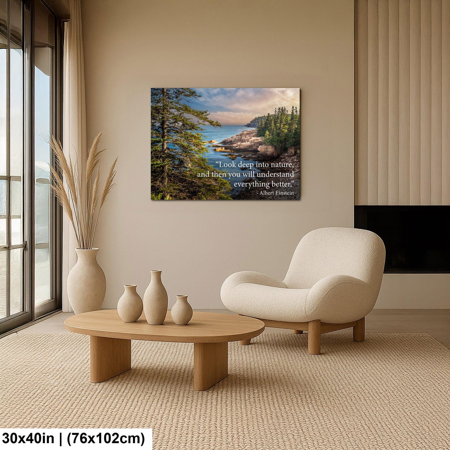 Albert Einstein Look Deep Into Nature Coastal Forest Motivational Photography Print