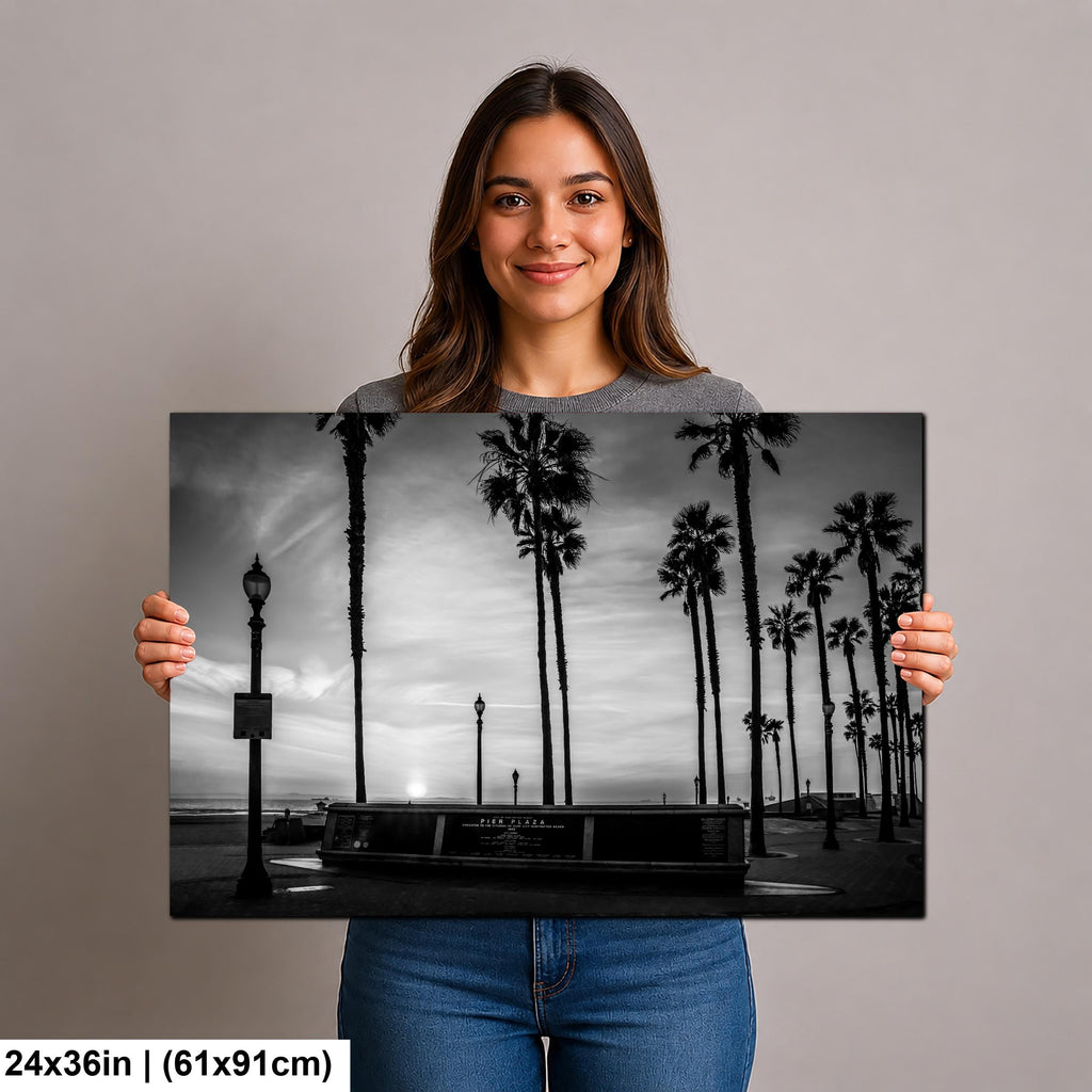 Palm Silhouettes: Pier Plaza Huntington Beach California Photo Wall Art