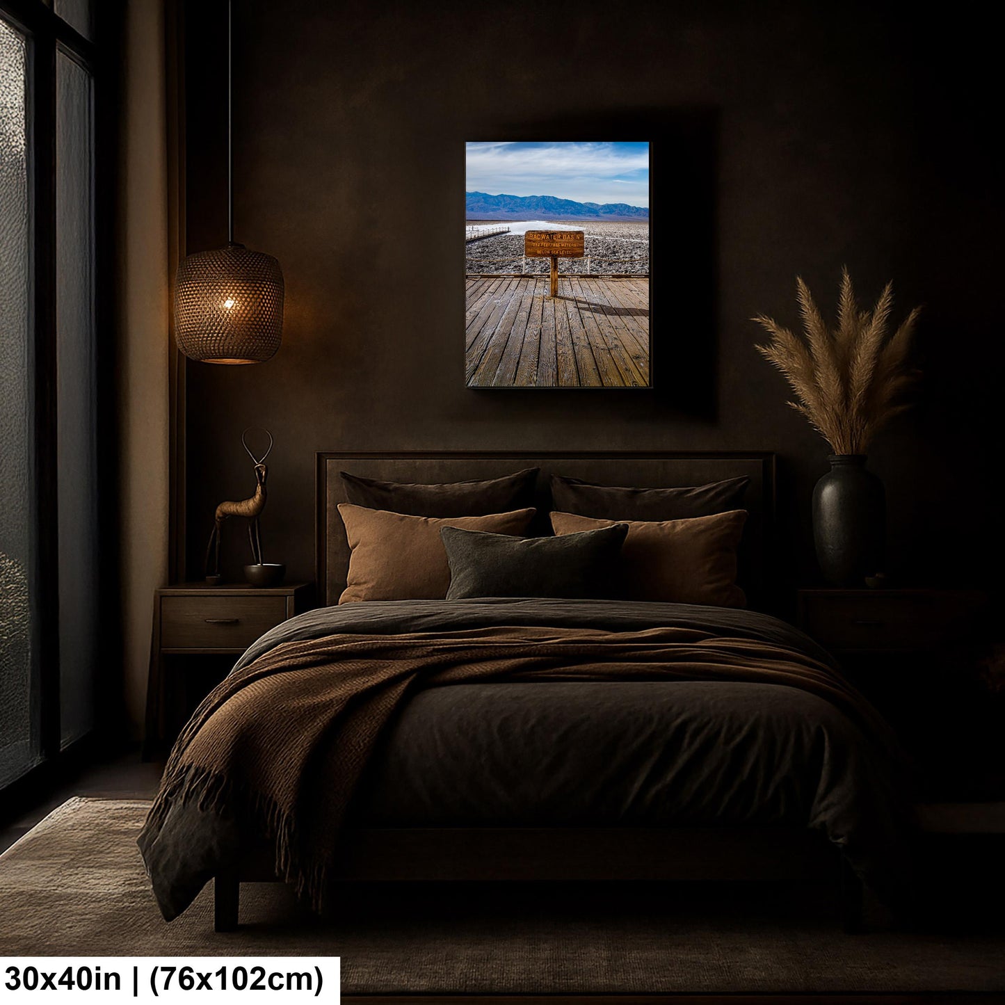 Badwater Basin Death Valley Photography Print, California Desert Landscape, Below Sea Level Sign, Mountain Wall Art