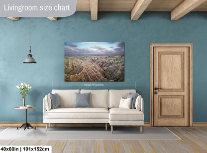 Badlands National Park Endless Horizon, Photography Print, Layered Rock Formations at Dusk, Landscape Décor