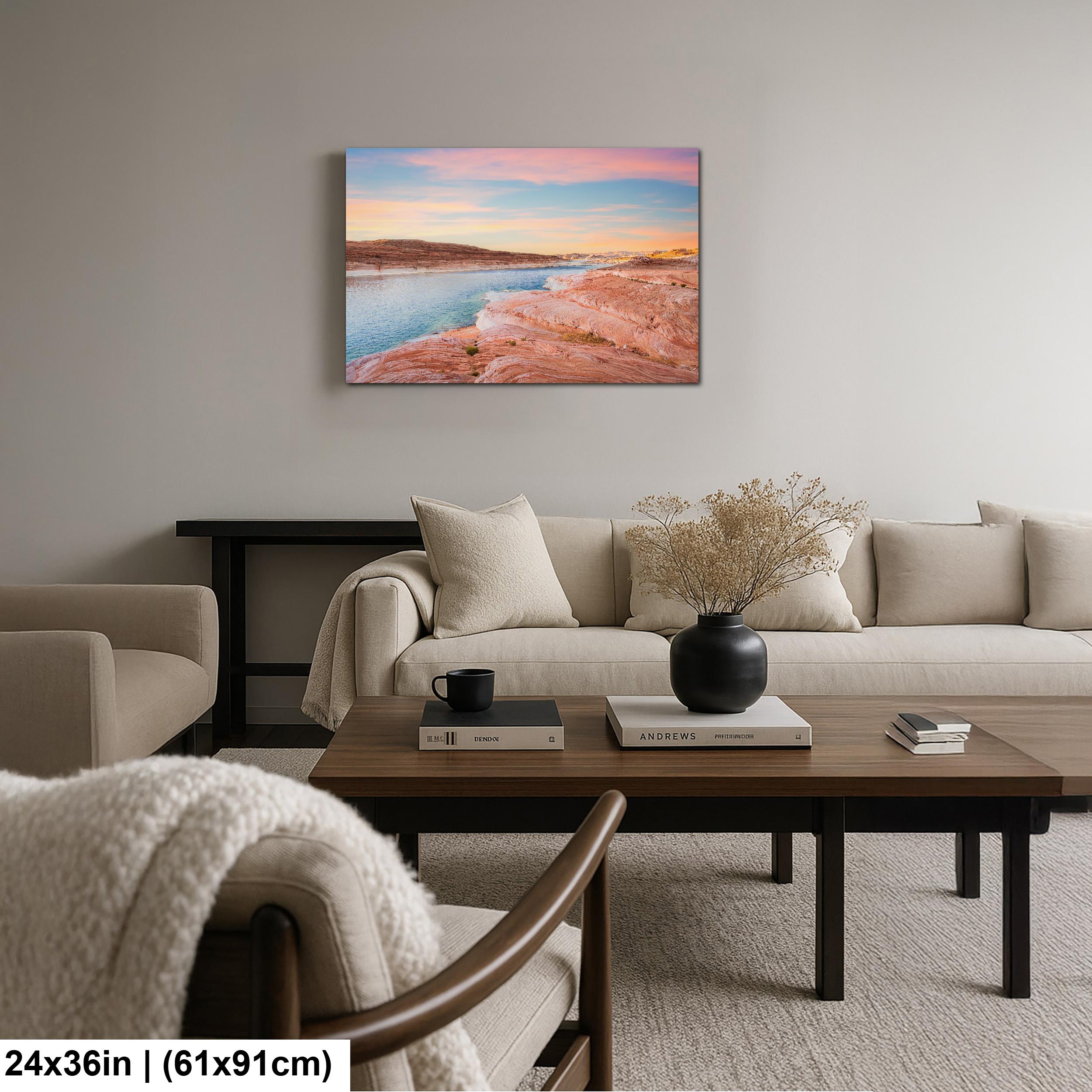 Lake Powell Sunset Landscape, Page Arizona Photography Print, Southwest Desert Wall Art, Pastel Sky Decor, Utah Home Decor