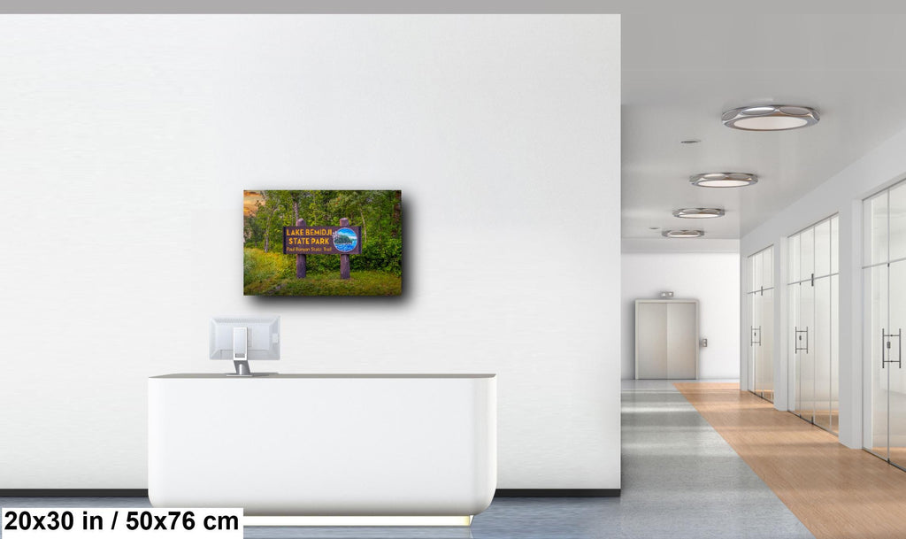 Lake Bemidji State Park Sign: Minnesota Forest Photography Wall Art