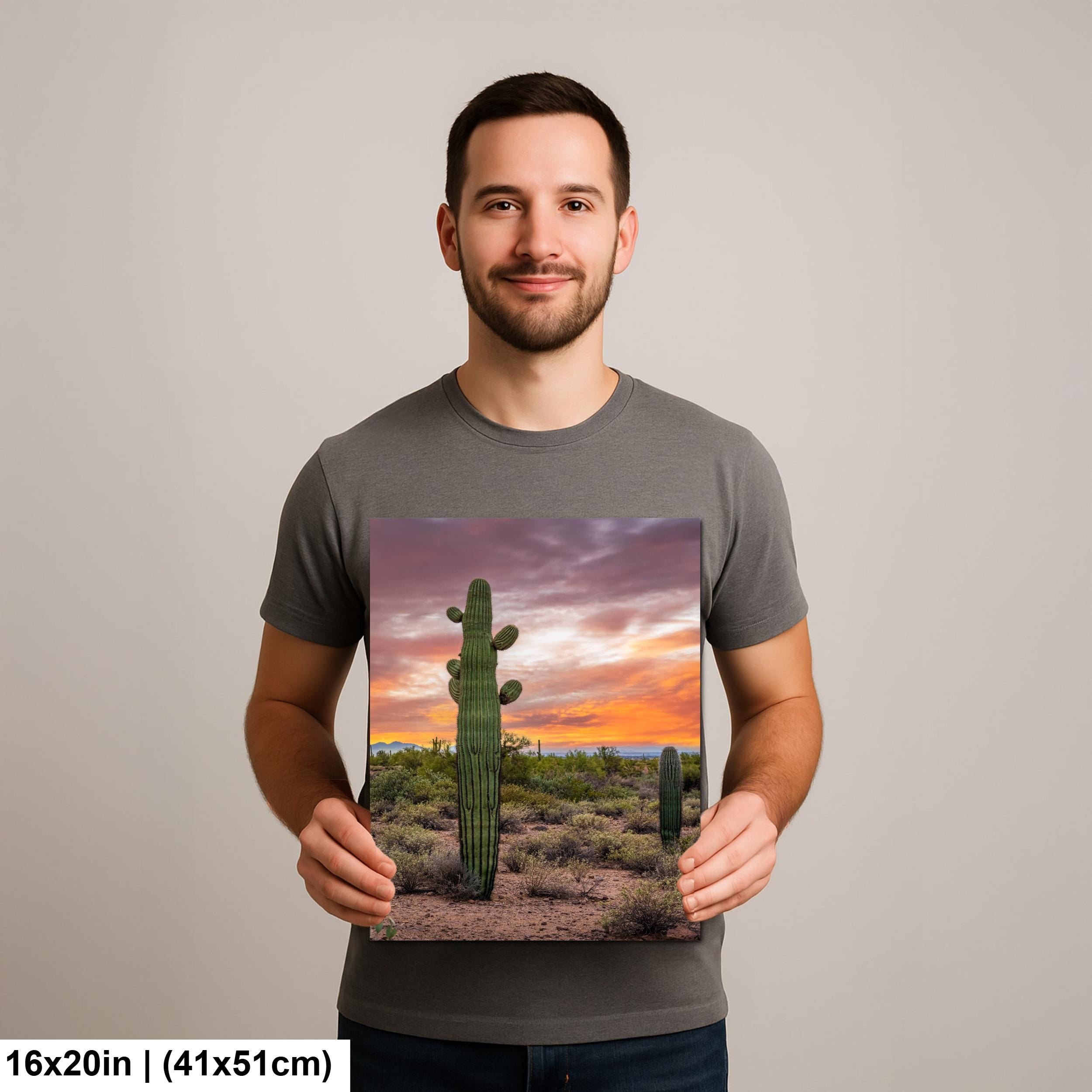 Sonoran Desert with Tall Saguaro Cactus Arizona Wall Art Photography Hanging Home Decor