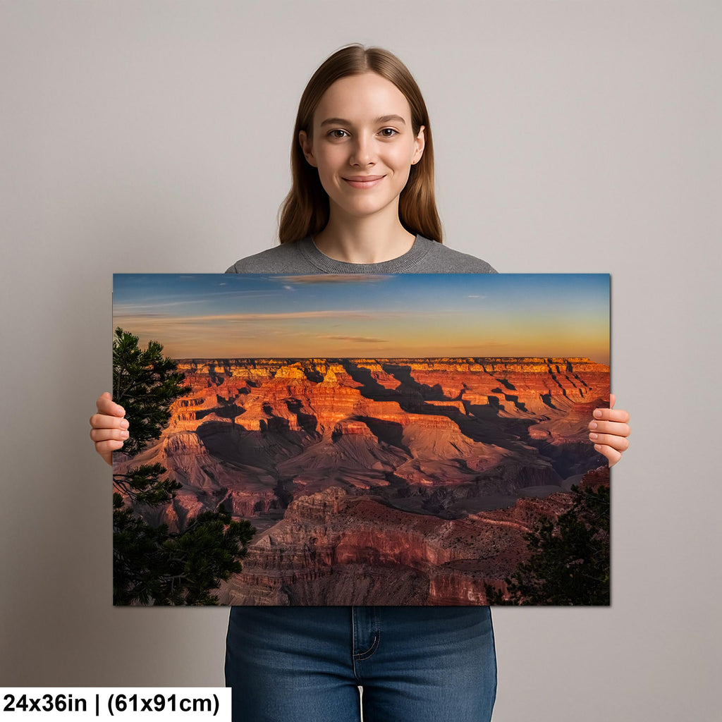 Grand Canyon Sunset, Arizona Canyon Wall Art, Layered Red Cliffs Landscape Photography Print