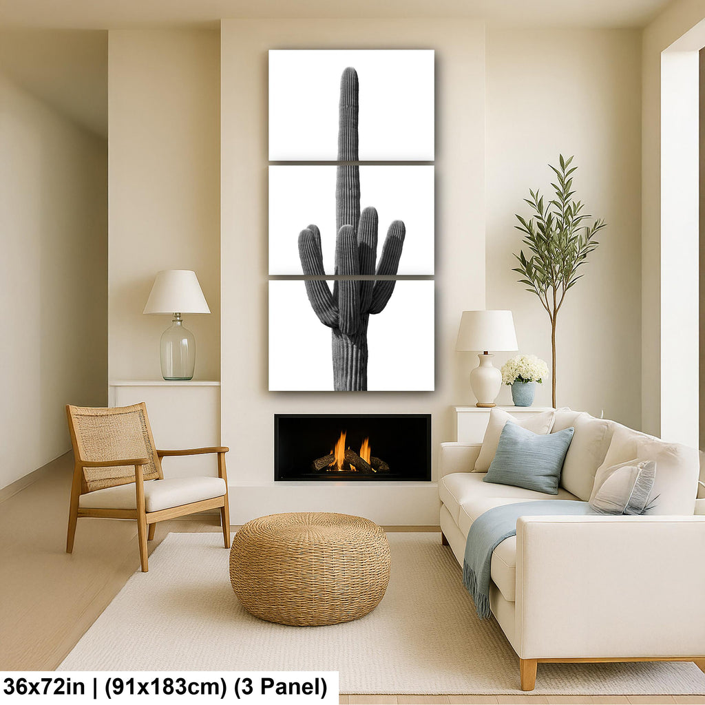 Saguaro Cactus Photography: Black and White Desert Minimalist Wall Art