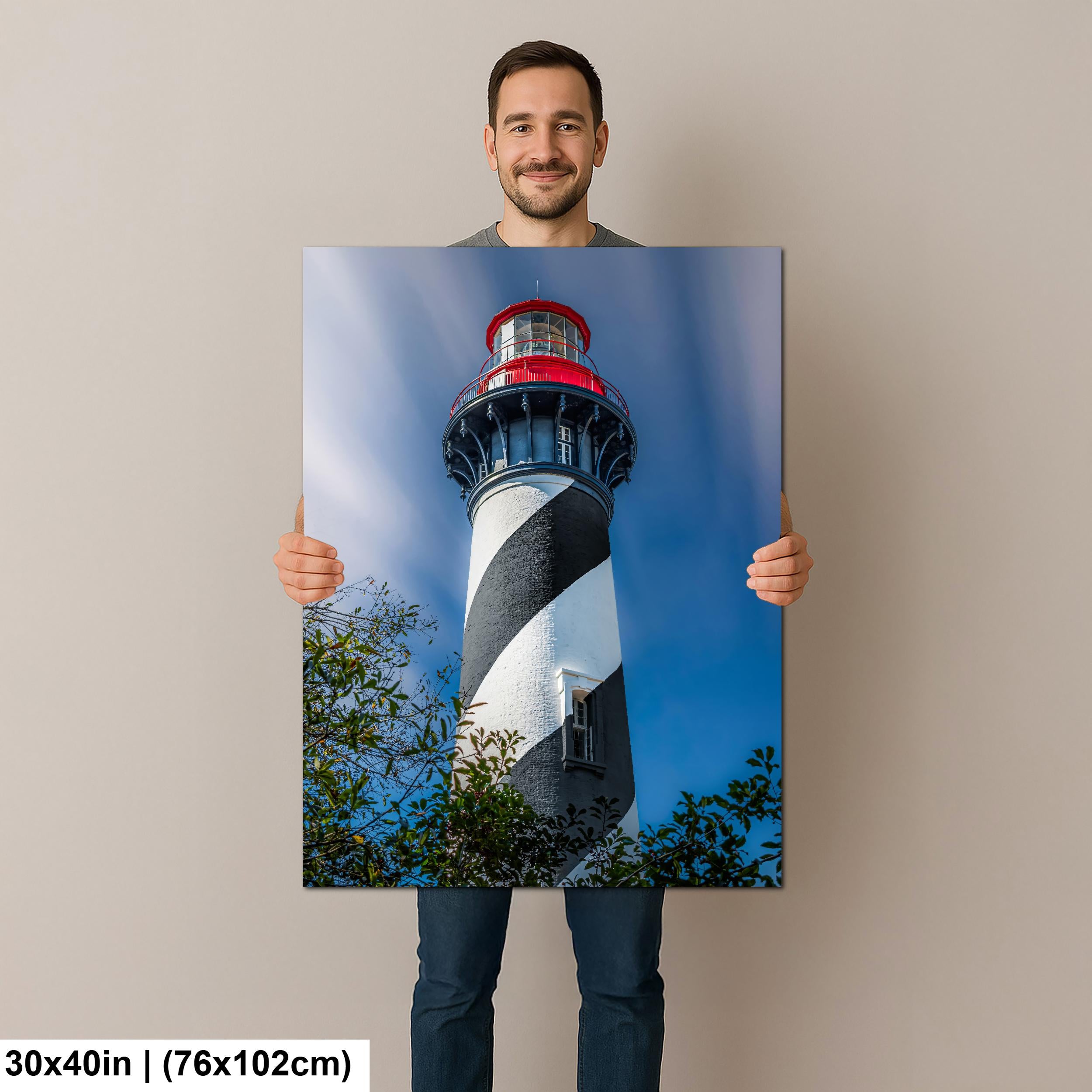 St. Augustine Lighthouse Photography Print, Florida Coastal Wall Art, Red and White Striped Tower, Nautical Decor