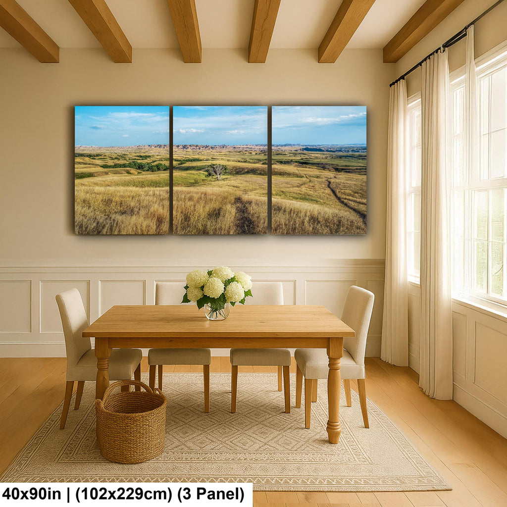 Solitary Prairie Tree Badlands National Park South Dakota Photography Print, Lone Tree Golden Grasslands Wall Art