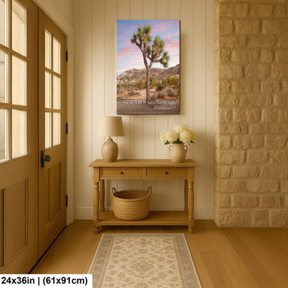2 Corinthians 5:7 Walk by Faith Not by Sight, Joshua Tree Desert Photography Print, Christian Scripture Wall Decor