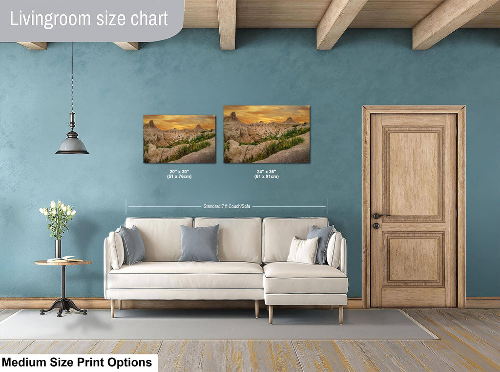 Badlands National Park Sunset, South Dakota Landscape Photography Wall Art