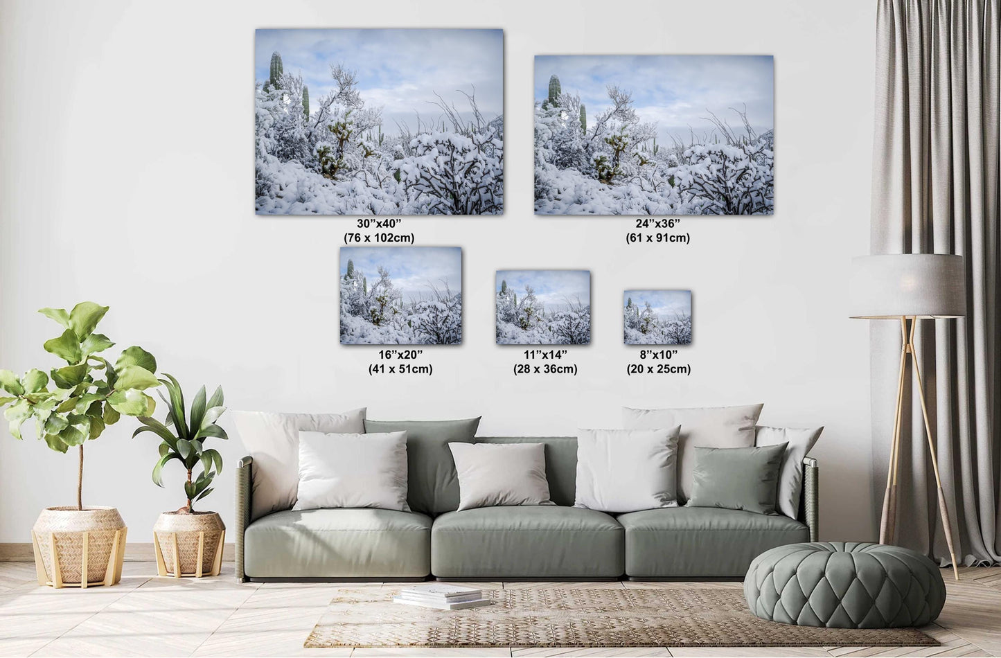 Saguaro National Park Print – Snow Covered Cacti Art | Desert Wall Art Canvas
