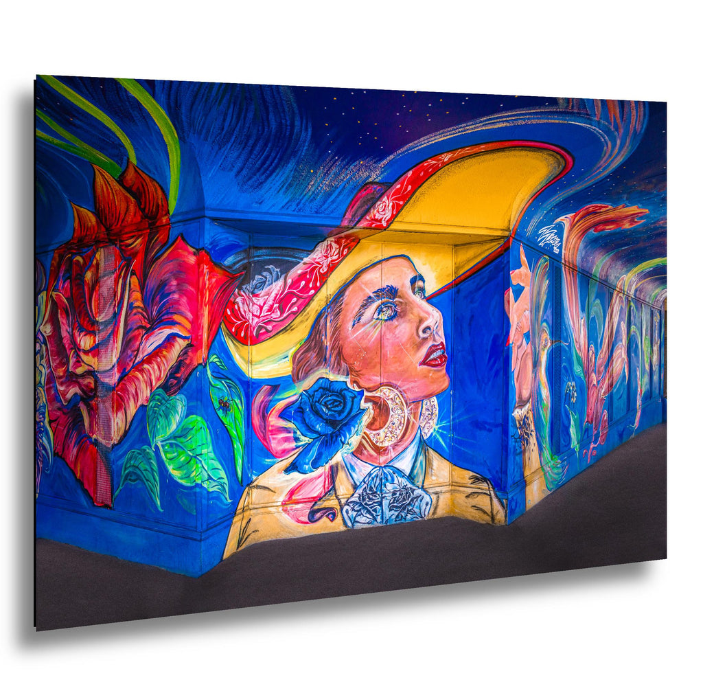 Tucson Mural - Whimsical Woman Mural With Hat, Photography Print Wall Art