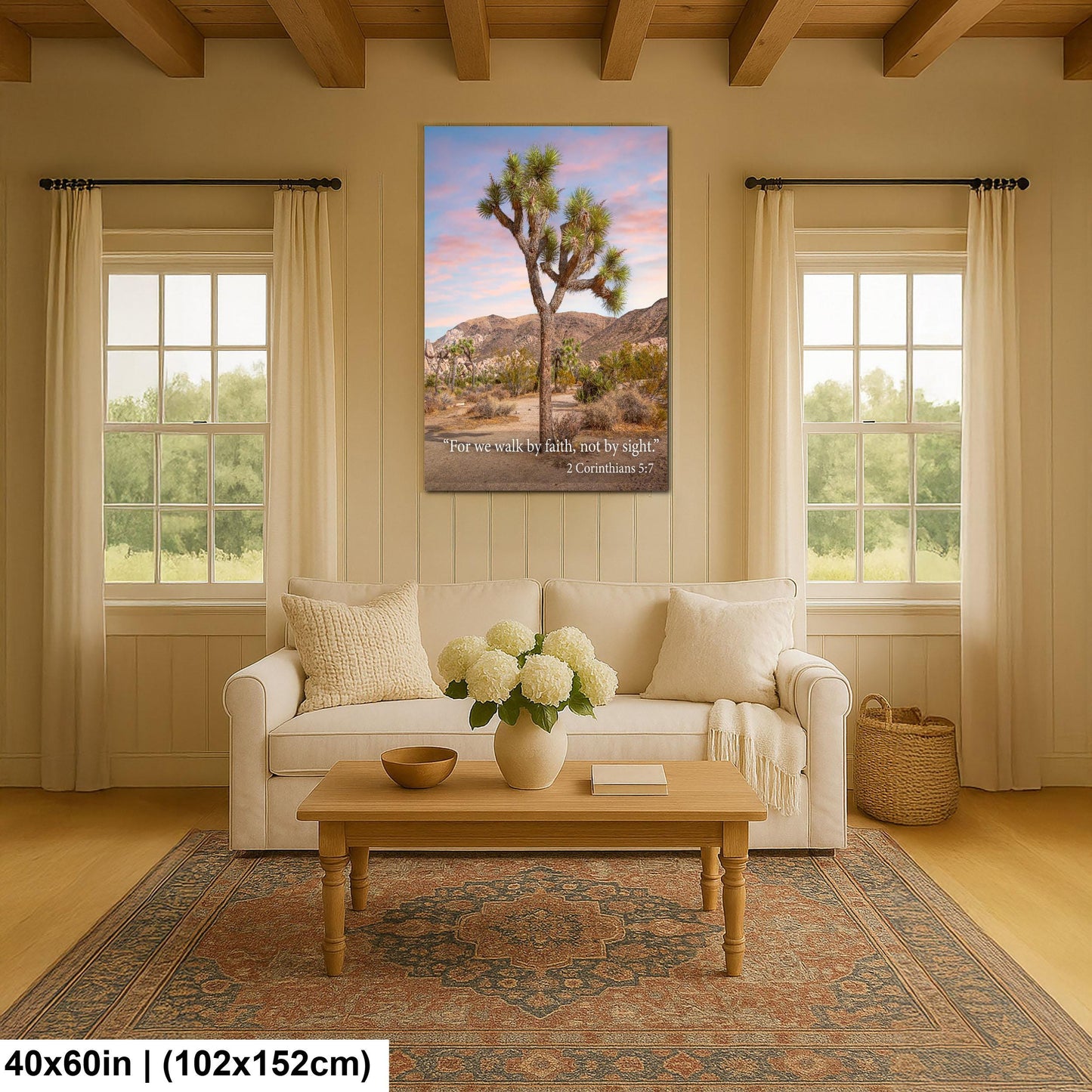 2 Corinthians 5:7 Walk by Faith Not by Sight, Joshua Tree Desert Photography Print, Christian Scripture Wall Decor