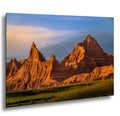Badlands National Park: Spire Peaks Golden Hour, South Dakota Photography Wall Art