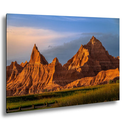 Badlands National Park Spire Peaks Golden Hour South Dakota Photography Print, Wall Art Desert Landscape Decor