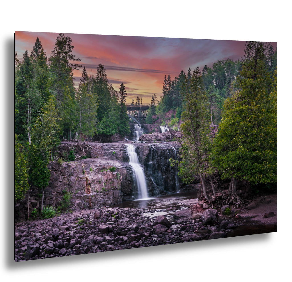 Gooseberry Falls Sunset: Minnesota State Park Waterfall Photography Wall Art