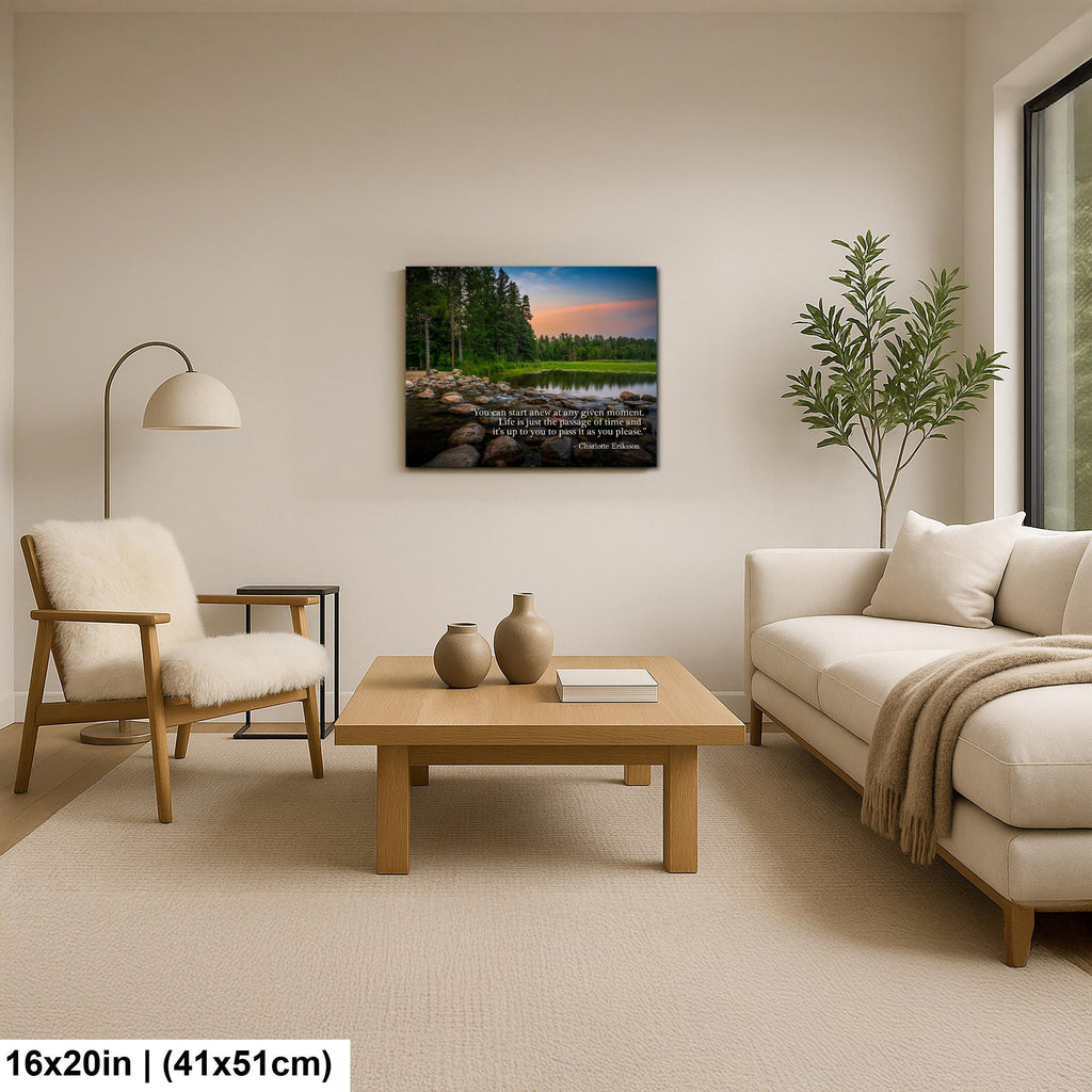 Motivational Wall Art – New Beginnings Art with Growth Quote & Nature Photography Print