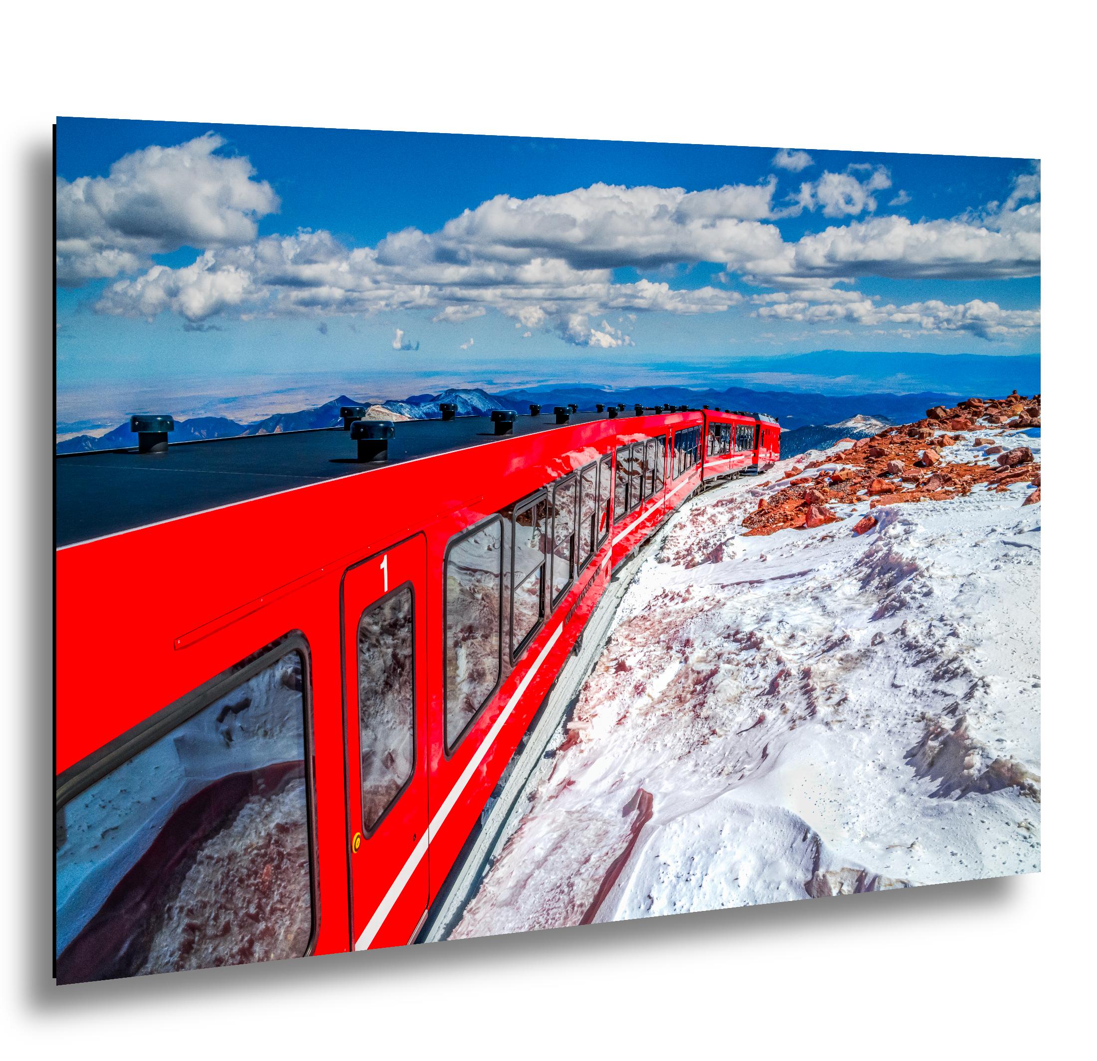 Pikes Peak Cog Railway Photography Print, Colorado Springs Mountain Train, Red Train Wall Art, Colorado Decor