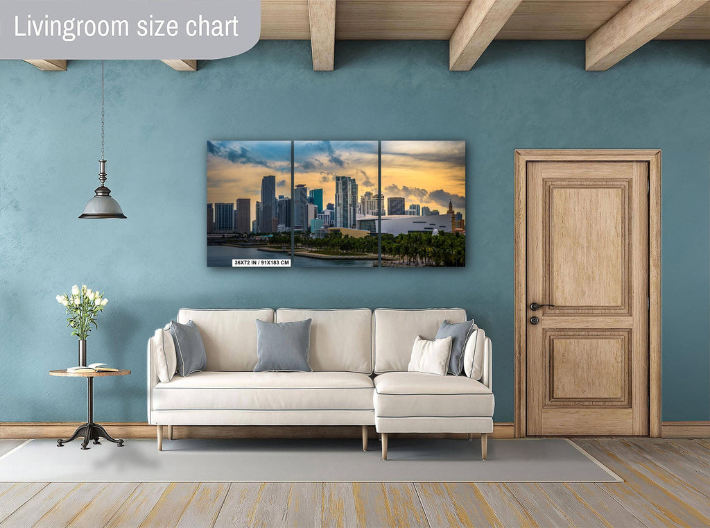 Miami Skyline Sunset Fine Art Photography Print, Biscayne Bay Cityscape, Florida Coastal Urban Wall Decor, Modern Landscape Artwork