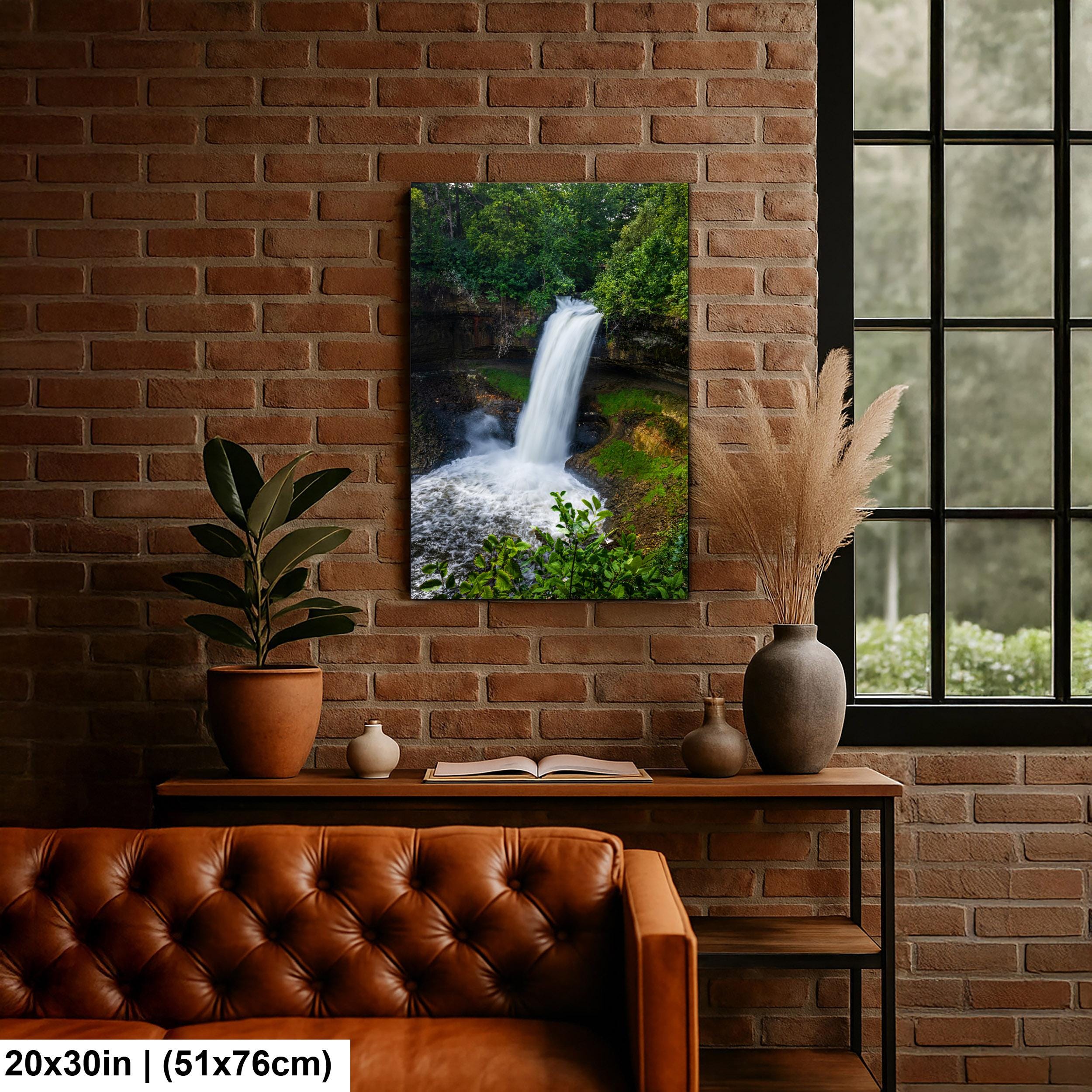 Minnehaha Falls Waterfall Photography Print, Minneapolis Minnesota Nature Wall Art, Green Forest Landscape Decor