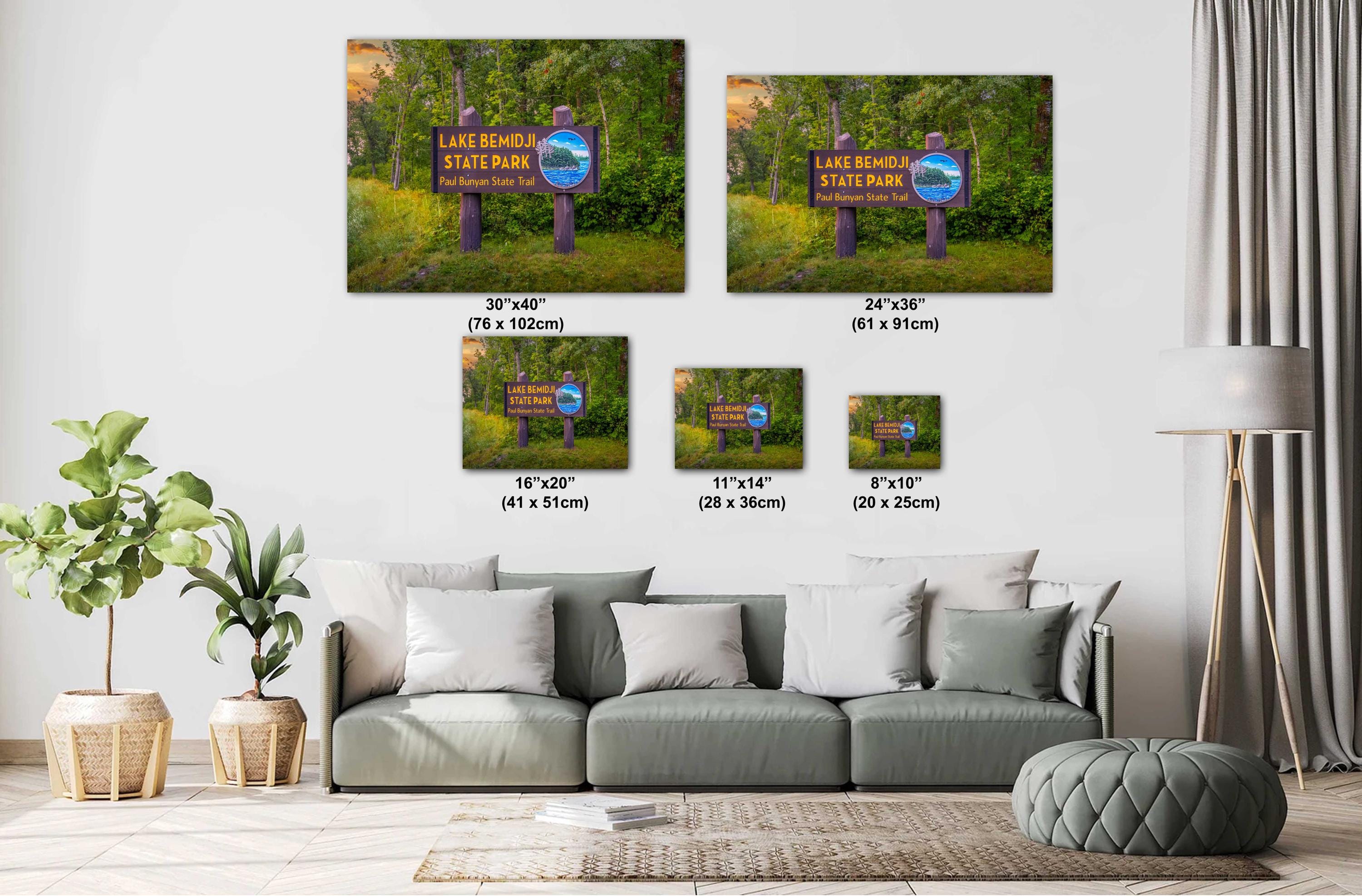Lake Bemidji State Park Sign: Minnesota Forest Photography Wall Art