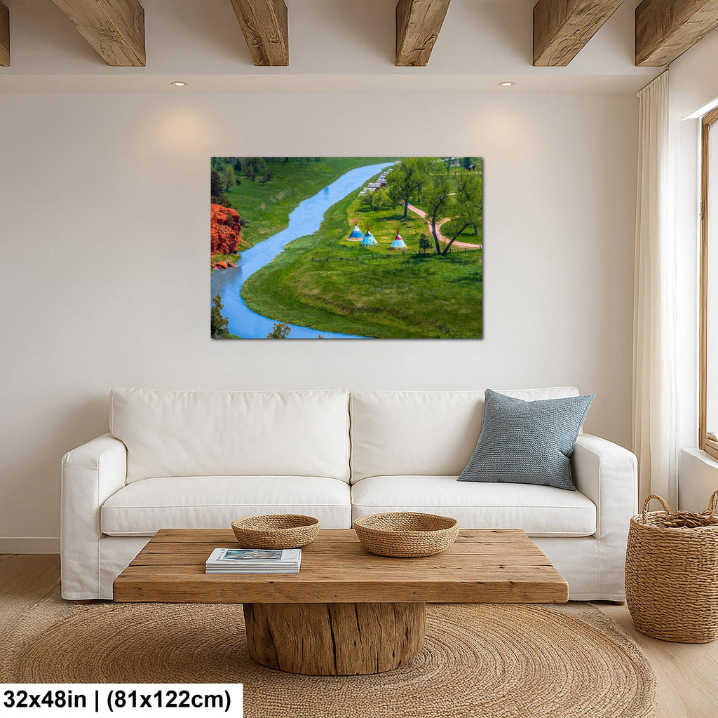 Painted Prairie: Tipis Along Red Cliffs Wyoming Photography Wall Art