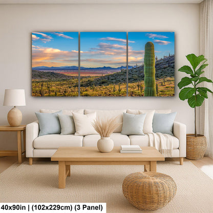Desert Valley View with Saguaros, Casa Grande Arizona, Photography Wall Art
