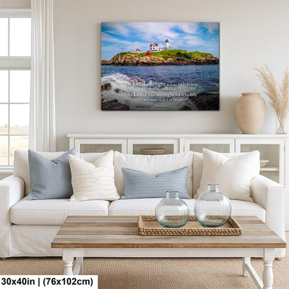 Lighthouse Wall Art – Cape Neddick Maine Lighthouse Print With Psalm 27 Scripture