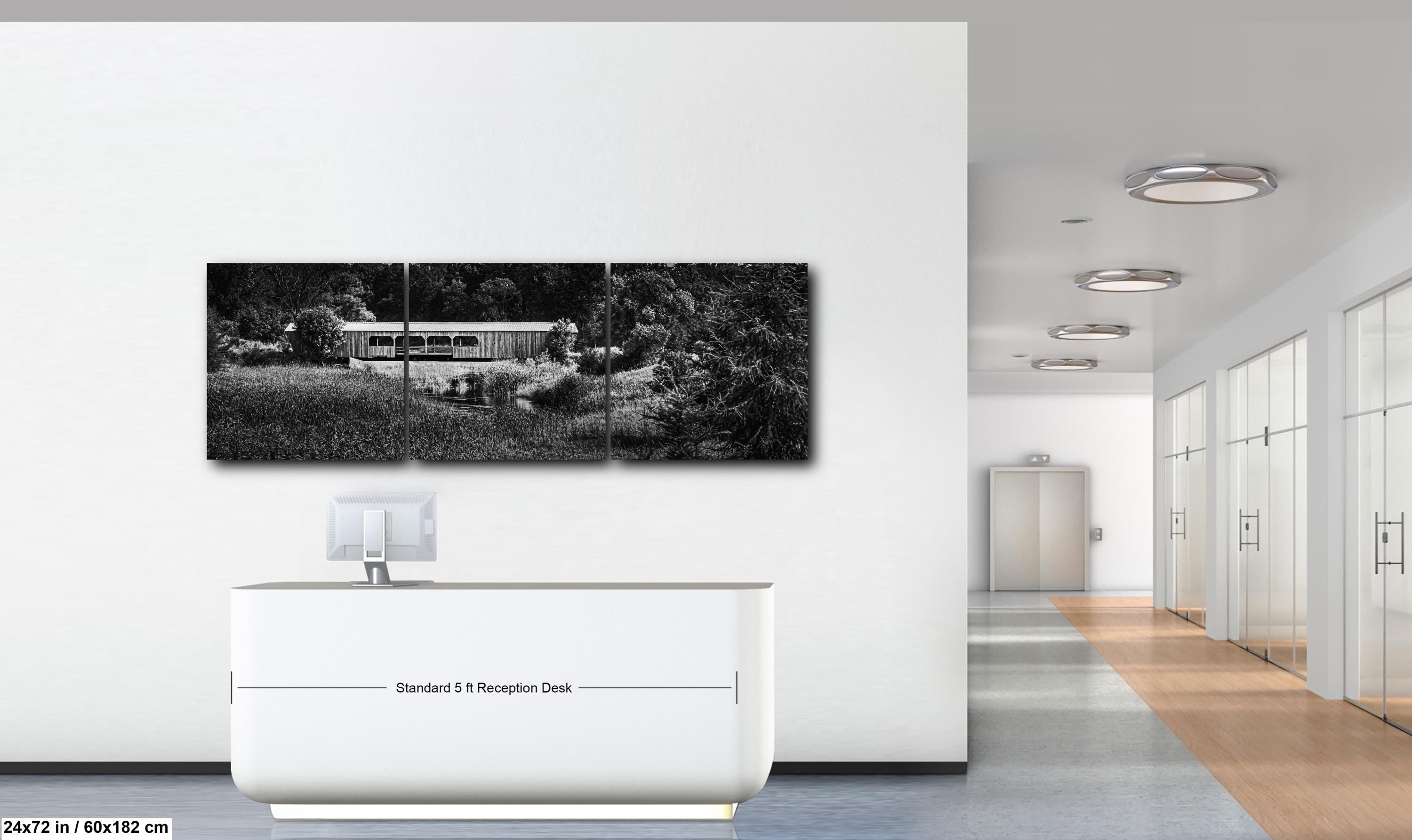 Covered Bridge Over Wetlands, Detroit Lakes Minnesota, Black and White Fine Art Photography