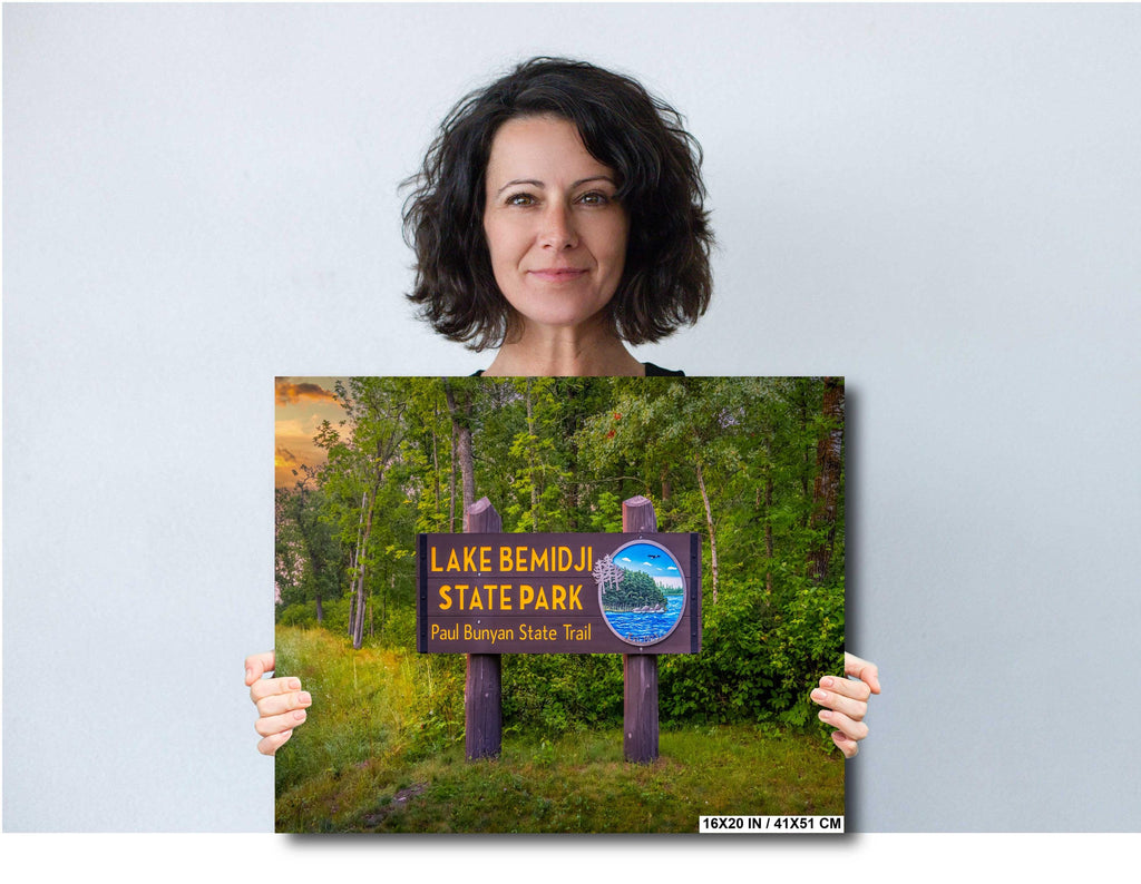 Lake Bemidji State Park Sign: Minnesota Forest Photography Wall Art